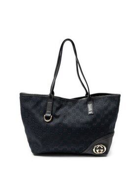 Gucci Small Britt Black GG Canvas Shoulder Bag